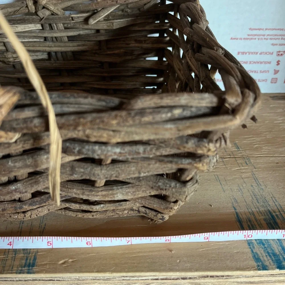 Vintage Rustic Twig Basket with Handle | Primitive Country Décor Gift Basket